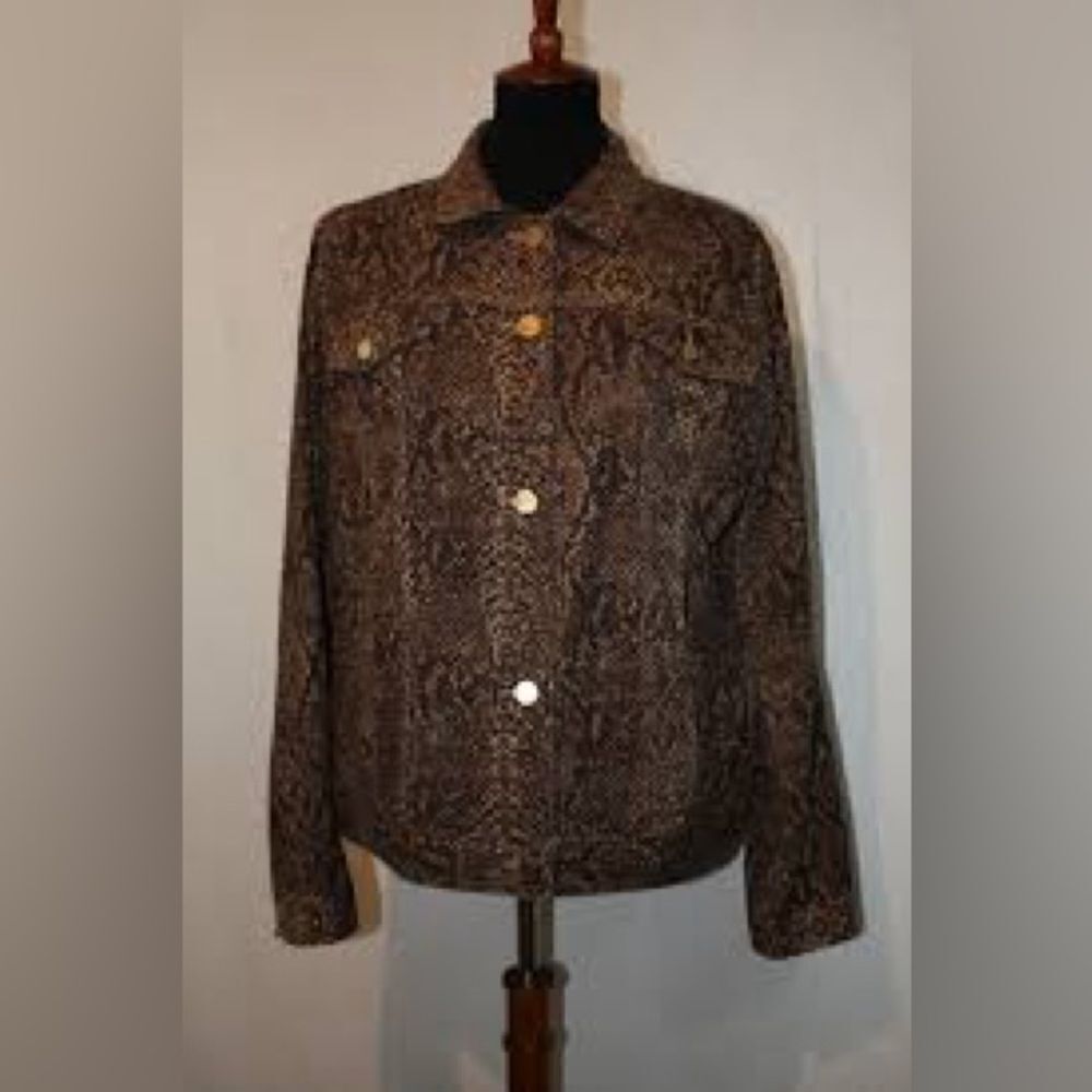 Chaps Brown Python Print Jacket size XL - Picture 2 of 6